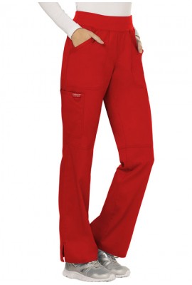 Pantaloni medicali drepti, cu talie medie Red